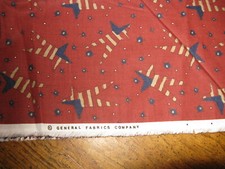 Americana USA Flag Stars Cotton Fabric General Fabric Company 2 Yards Dark Red