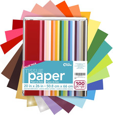100 Sheets 20" X 26" 25 Assorted Colors Premium Quality Tissue Paper for Gift