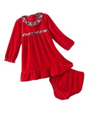 Christmas Chaps Girls Dress 2 piece Set Plaid Velour Baby 18M MSRP $36.00