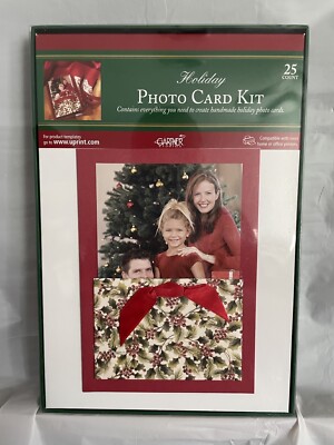 GARTNER STUDIOS HOLIDAY PHOTO CHRISTMAS CARD KIT (25) HANDMADE HOLLY GREETINGS