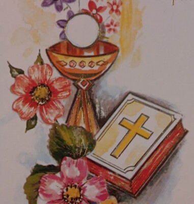 Vintage Baptism Greeting Card & Env Alfred Mainzer W. Germany ~ Gold Guild Trim