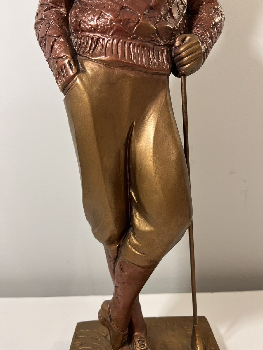 Austin Sculpture Golfer 1989 Heavy Resin Covered Bronze 16 Inch