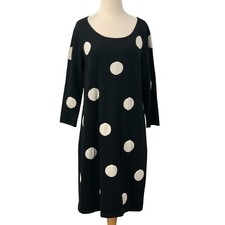 Ann Taylor Womens 3/4 Sleeve Pullover Black/White Polka Dot Sweater Dress Size L