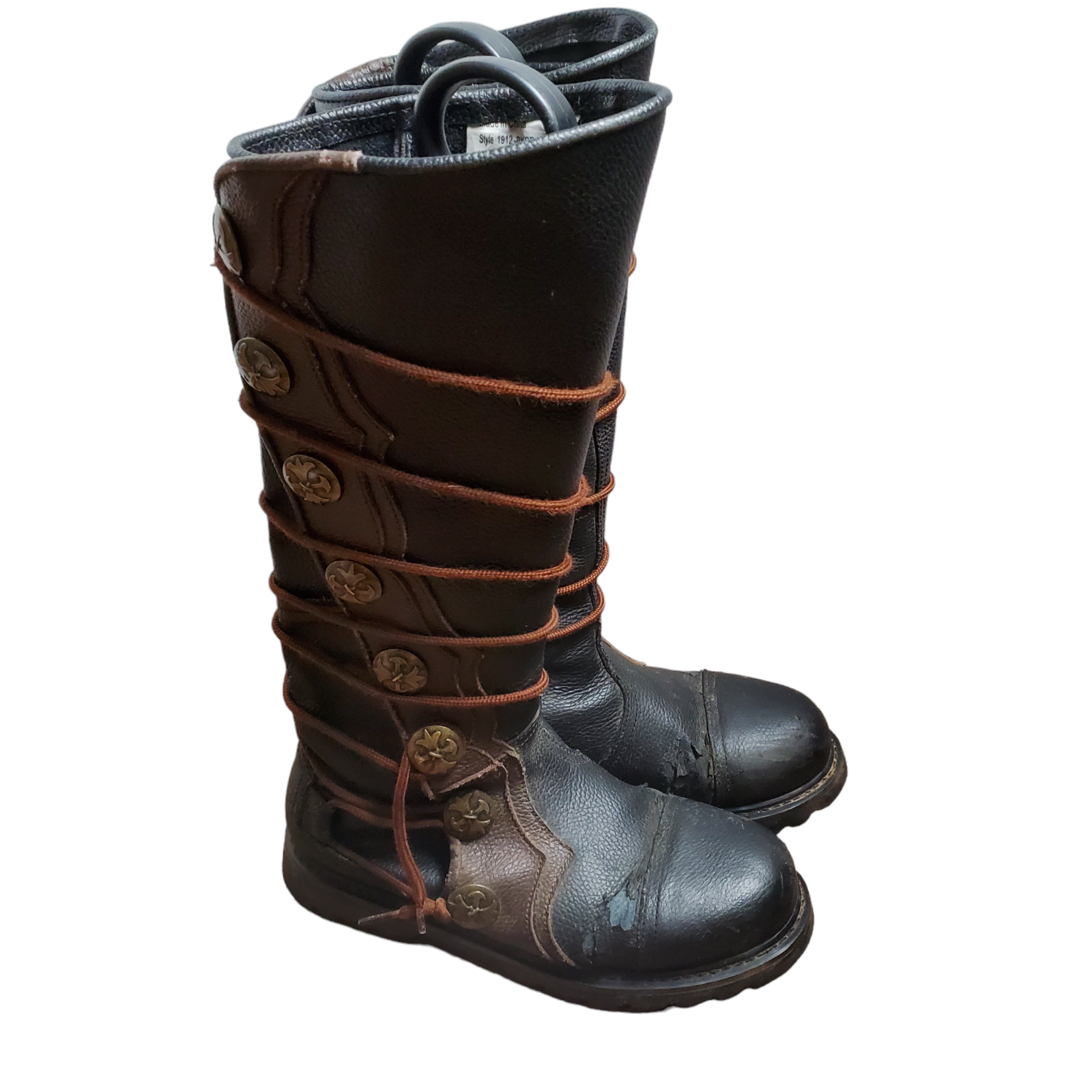 House of Andar Black Brown Leather KneeHigh Renaissance Boots Mens 10