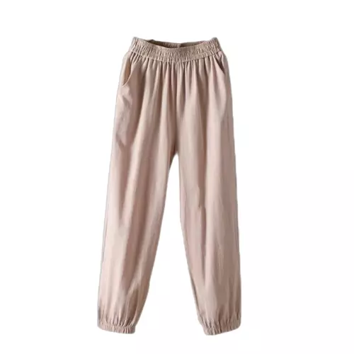 Retro Cotton Harem Pants with Pockets Women Elastic Waist Loose Casual Plus Size - Picture 4 of 22