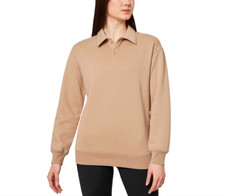 NWT MONDETTA 1720516 NATURAL TAN COLLARED PULLOVER SWEATSHIRT SZ M J28