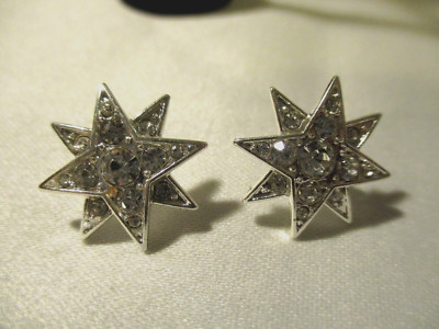 AVON ''Celestial Spirits Stud Earrings'' Silvertone  w/ Clear Rhinestones 3/4'' L