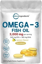 Fish Oil Supplements 3,000Mg per Serving, 240 Softgels | Lemon Flavored