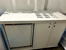 Toppings Bar Display Countertop fits 1/9 pans with space for fridge or freezer.