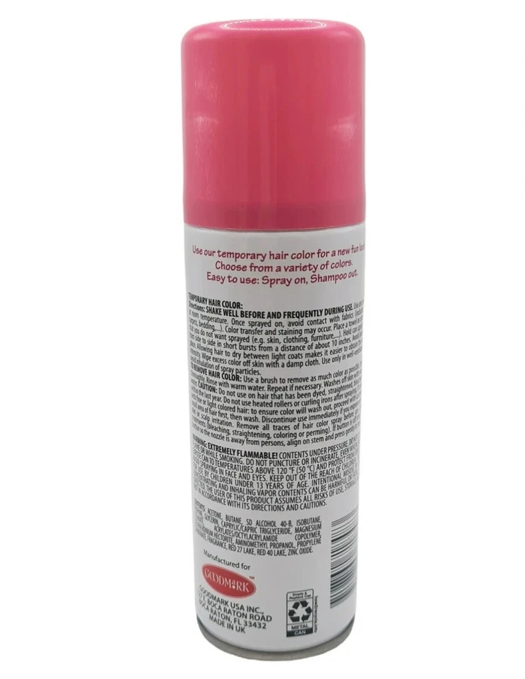 NEW Goodmark Temporary Hair Color Spray In Shampoo Out NEON PINK 3 Oz. - Image 3 of 4