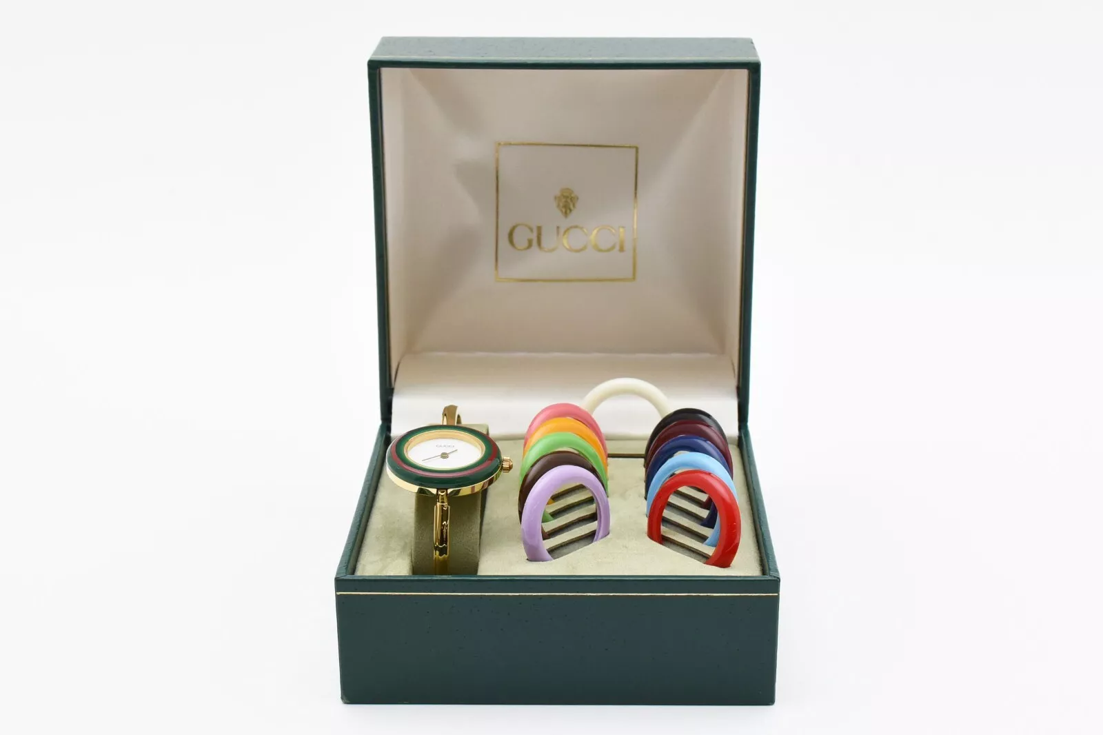 ▶[NEUF avec boite] Montre femme vintage Gucci lunette à changer 11/12,2 12 couleurs du JAPON