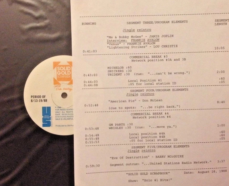 8/16/88 SOLID GOLD SCRAPBOOK PRESENTS 13 SOLO #1 HITS; 3 RARE INTERVIEWS - Image 2 of 2