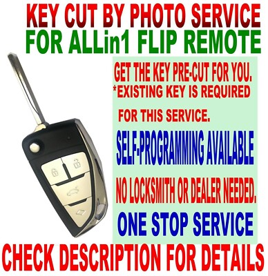 KEY CUT BY PHOTO T-STYLE FLIP REMOTE FOR 07-10 CHEVY KEYLESS CHIP FOB OUC60270