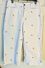 BASIC EDITIONS FUN WHITE COTTON CAPRIS EMBROI...