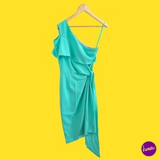 V BY VERY Women's One-Shoulder Bodycon Dress, Ribbon Detail, Aqua Green, UK 10