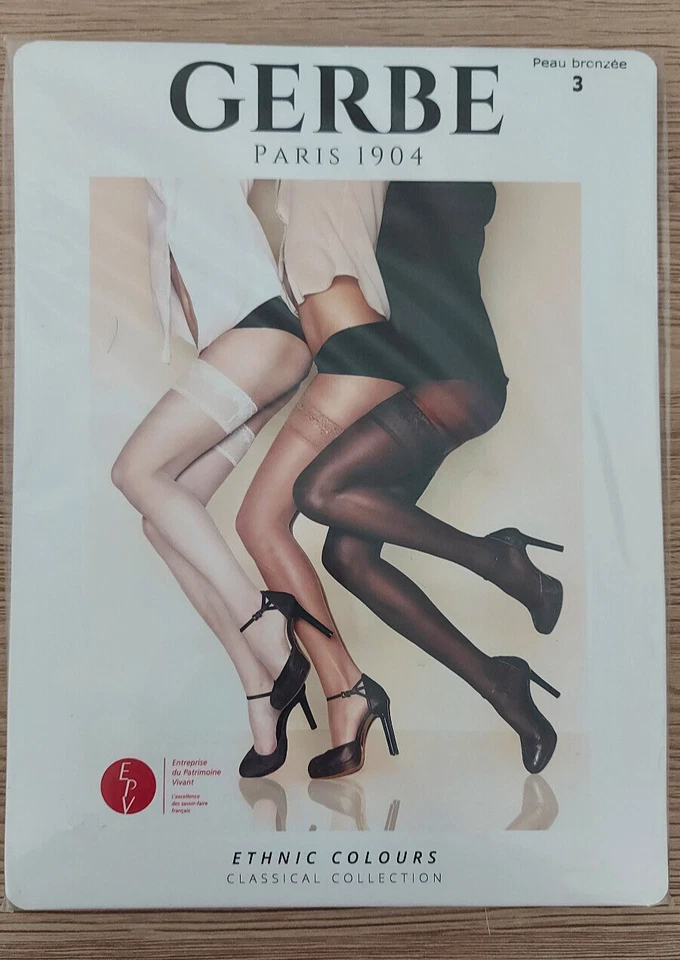 GERBE - BAS JARRETIERE ETHNIC COLOURS - TAILLE 1 - COLORIS "ECRU"