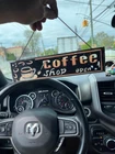 vintage painted glass and Tin coffee shop advertising sign
