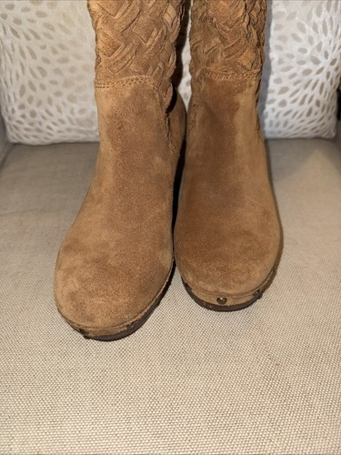 UGG Lynnea Arroyo Stiefel braun gewebtes Wildleder Nieten Clog-Absätze Damengröße 7 - Bild 4 von 13
