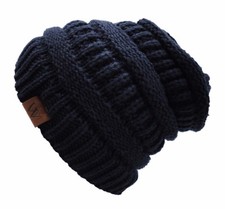 Men / Women's Basic Trendy Cable Knitted Beanie Winter Hat With W tab