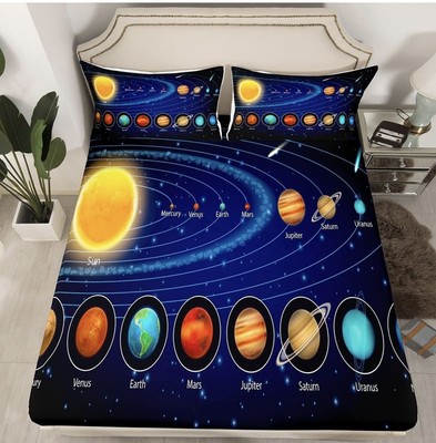 Feelyou Solar System Duvet Cover Set For Kids Toddler Space Galaxy Bedding Set