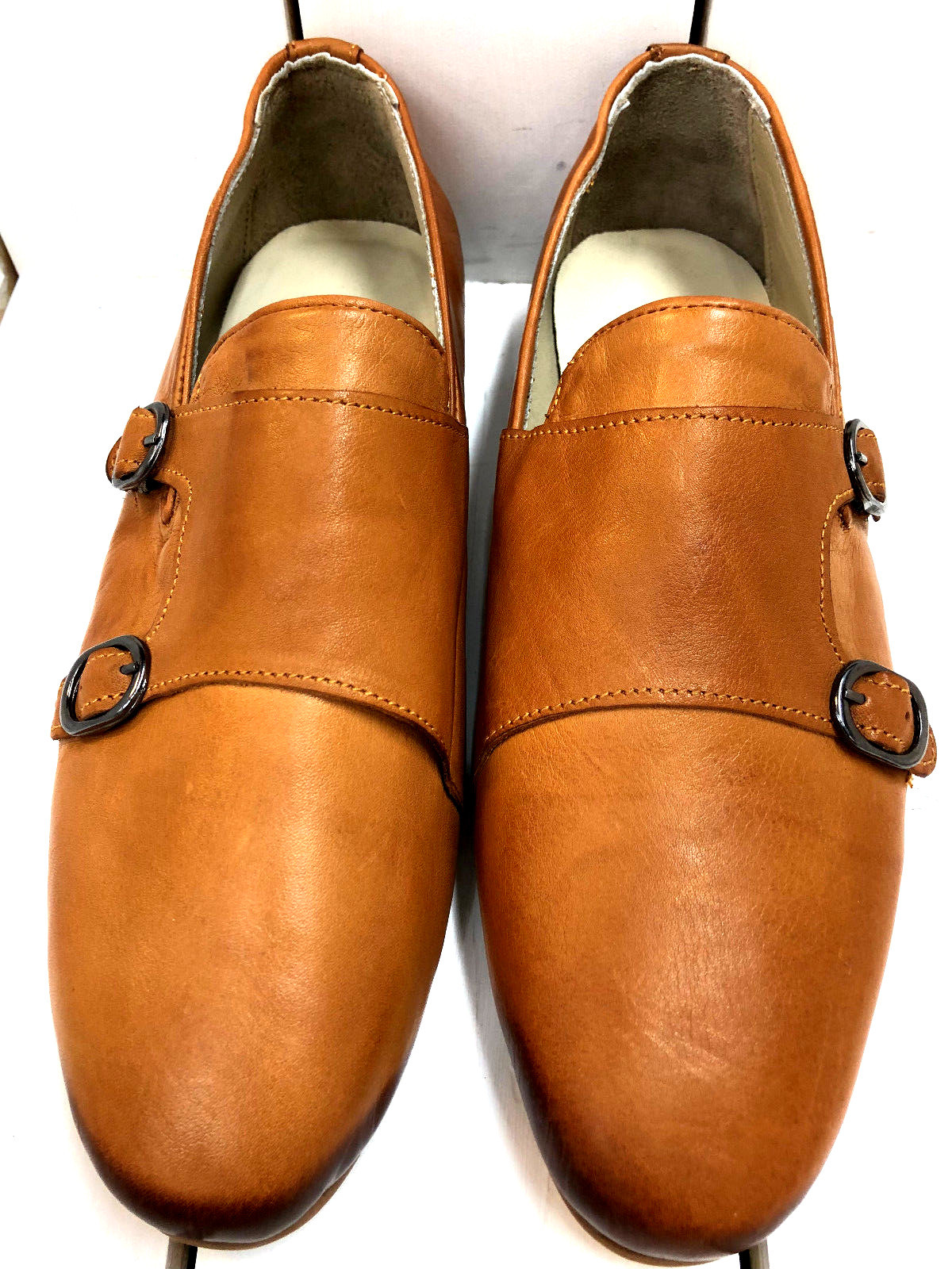 Giorgio Gabani Slippers Camel Brown Double Buckle Moccasin Leather Men's Shoes image 5