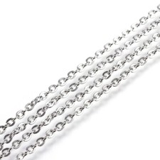 1Roll Soldered Flat Oval 304 Stainless Steel Cable Chains with Spool 2.5x2x0.3mm