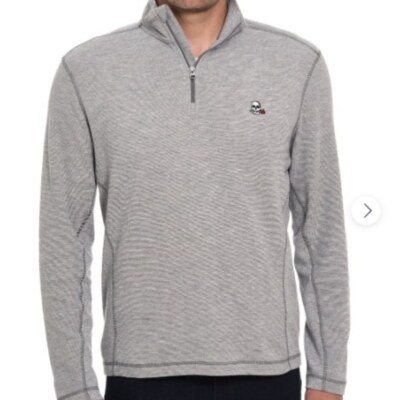 Robert Graham Polaris Heather Grey Long Sleeve Knit Pullover Skull & Rose NWT