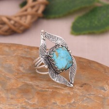 Gorgeous Design 925 Sterling Silver Kingman Turquoise Engagement Ring For Gift