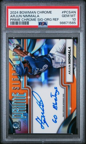 Arjun Nimmala [Orange Refractor] #PCS-AN 2024 Bowman Chrome Prime Signatures card