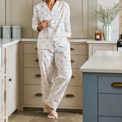 SOPHIE ALLPORT White Bee Print Cotton Pajama Pants Size Small