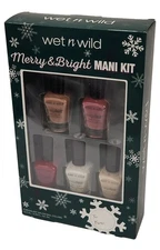 Wet n Wild Merry & Bright Mani Kit 5pc Holiday Nail Polish Set Gift Box