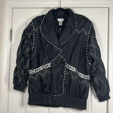 Lavon By Cheerful Corp Vintage 90s Windbreaker Black/ White Geometric Size Small