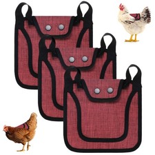 3-Pack Premium Chicken Saddle, Hens Saddle with Adjustable Strap Red 