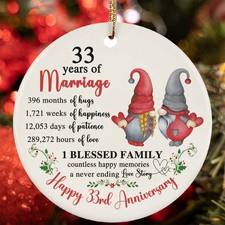 33 Years Of Marriage Ornament Happy 33rd Anniversary Gnome Couple Christmas Gift