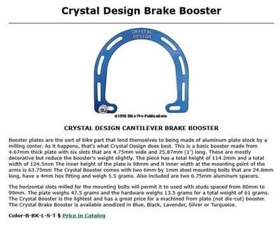 Booster De Frein VTT Vintage - Crystal Design USA - Argenté
