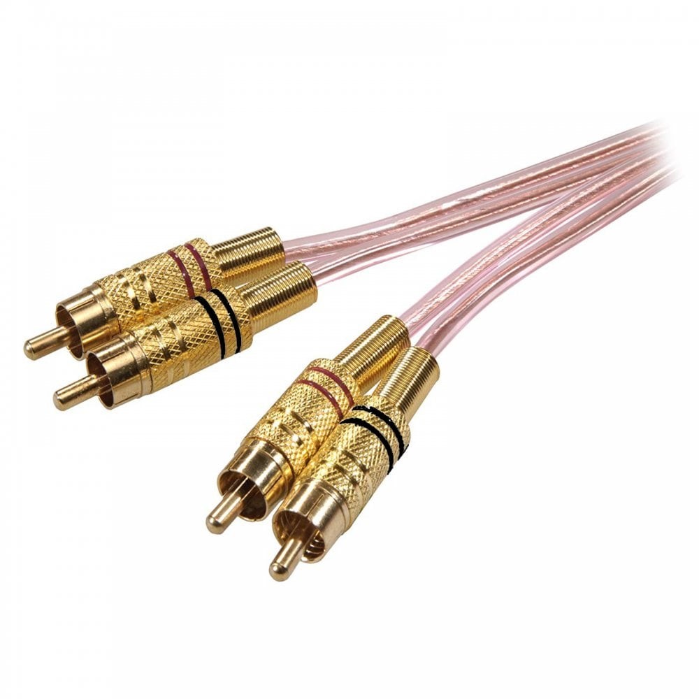 1m Pro Audio Metal 2 x RCA Phono Plugs to Plugs Cable Lead Gold 100cm Hi-Fi