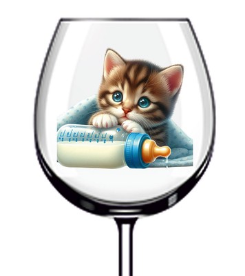12x bunte Baby Kätzchen Katze Vinyl Aufkleber Abziehbild Becher Weinglas Flasche Auto