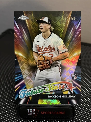 2024 Topps Chrome Jackson Holliday RC Future Stars Gold Logofractor #01/50 RC