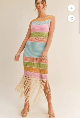 $130 Mable Astoria Fringed Dress Sz S