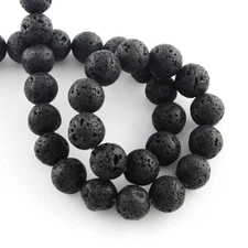 8-9MM Black Lava Rock Beads-ONE Gemstone Bead Strand-Jewelry Making Crafts NWT
