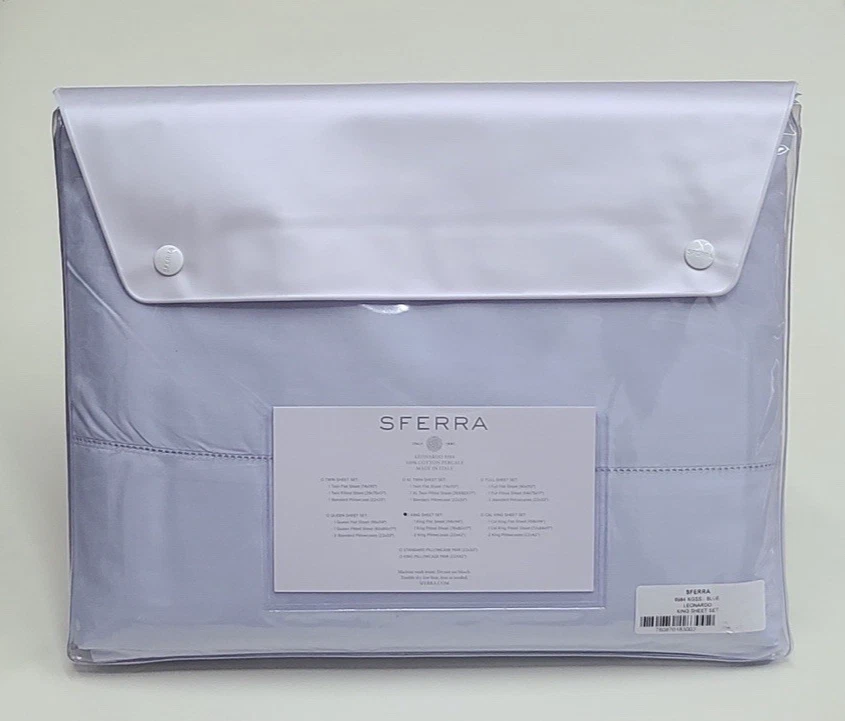 Sferra Leonardo King Sheet Set Blue Cotton Percale - Image 2 of 4
