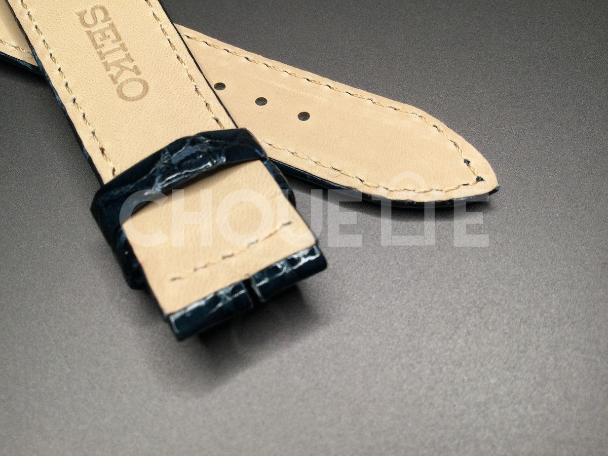 OEM Grand Seiko 19mm Navy Crocodile Leather Band Strap SBGW049