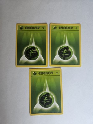 Grass Energy 099/102 Base Set (Shadowless) Regular X3