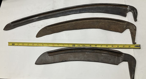 3-Antique Scythe Sickle Blades Different Lengths Agricultural Farm Weeds Hay