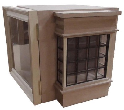 Ladenvitrine Box mit quadratischem Fenster unbemalt Flat Pack Bausatz Maßstab 1:12