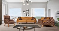 Chesterfield Sitzgruppe Luxus Couchgarnitur Set Dreisitzer Sessel 3Tlg