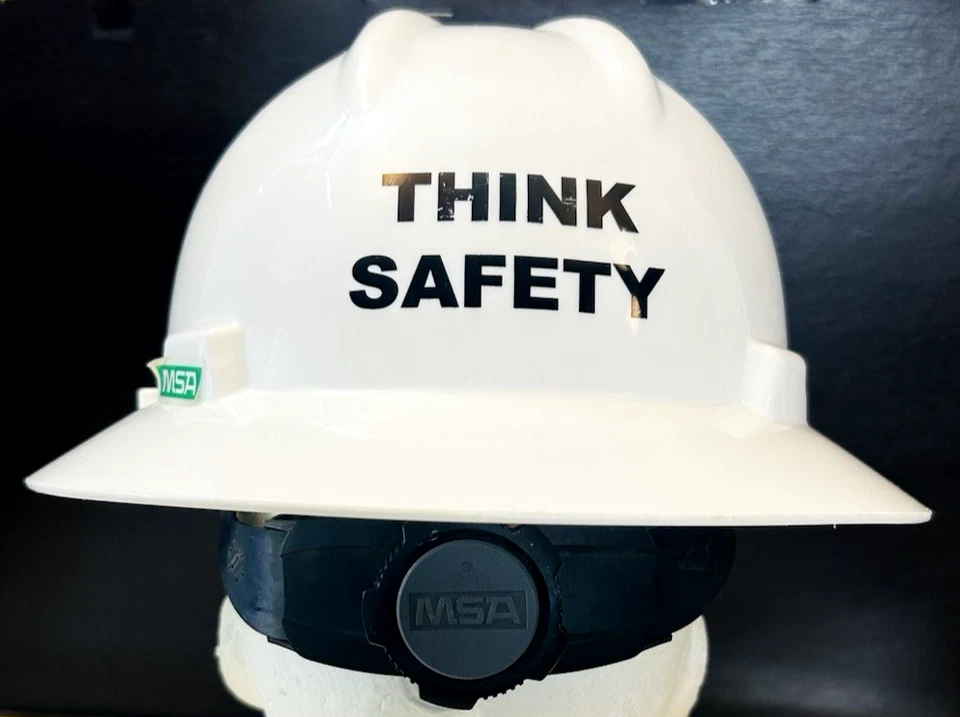 Sombrero duro MSA V-Gard "Think Safety" Harper construcción logotipo EPI mediano EE. UU. Foto 4 de 4