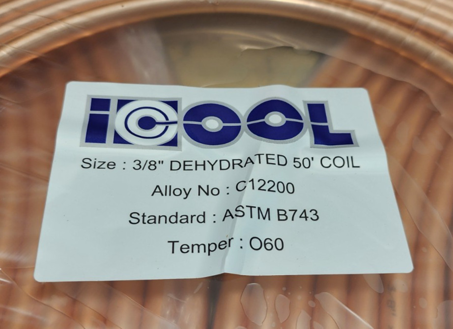 (Qty 3) ICOOL 3/8" x 50' Copper Refrigeration Tubing PN/C12200       *PS