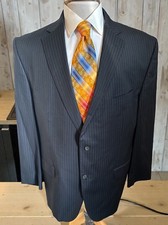Cremieux x Loro Piana Super 130's Sz 46R Black Pin Stripe Wool Blazer Jacket