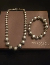 Silpada Atmospheric Silver Hammered Bead Necklace N1953 &  Bracelet B1998